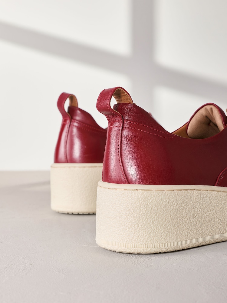 Red Slip On Signature Forever Comfort® Leather Chunky Wedge Platform Trainers - Image 5 of 6