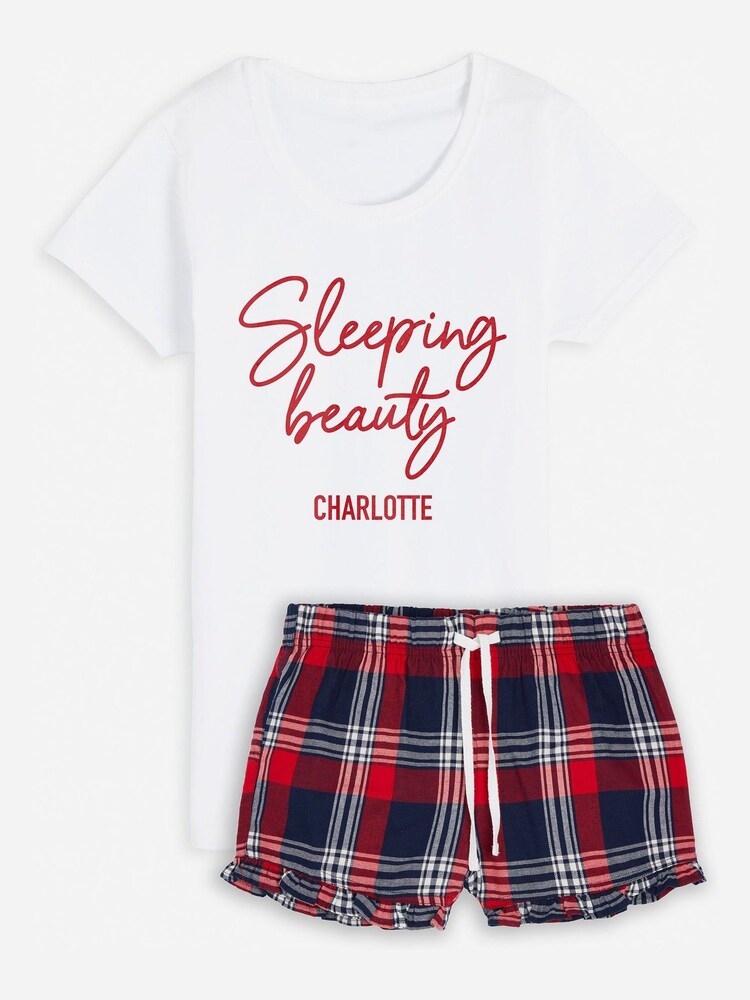 Dollymix Womens Personalised 100% Cotton Pyjama Short Set - Image 1 of 3