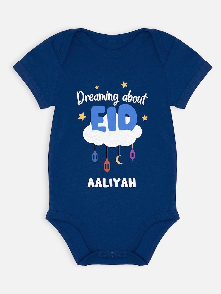 Dollymix Baby Blue Personalised Dreaming About Eid Bodysuit - Image 1 of 3