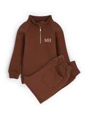 Dollymix Personalised Ribbed Brown Tracksuit - Image 1 of 3