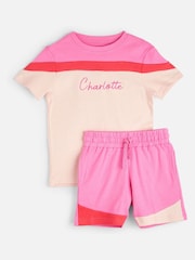 Alphabet Personalised Colourblock 100% Cotton T-Shirt and Shorts Set - Image 1 of 4