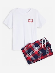Dollymix Kids Red Personalised Monogrammed Tartan 100% Cotton Pyjamas - Image 1 of 4