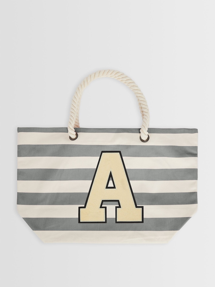 Personalised Large Letter Monogrammed Beach 100% Cotton Bag by Alphabet - Image 2 of 5