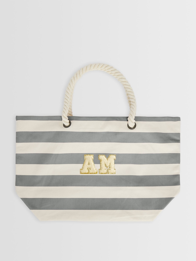 Personalised Small Letter Monogrammed Beach Bag by Alphabet - Image 2 of 5