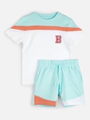 Alphabet Personalised Monogram Colourblock 100% Cotton T-Shirt and Shorts Set - Image 1 of 4