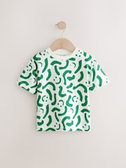 White/Green Happy Faces Short Sleeve All-Over Print T-Shirt (3mths-7yrs) - Image 1 of 4