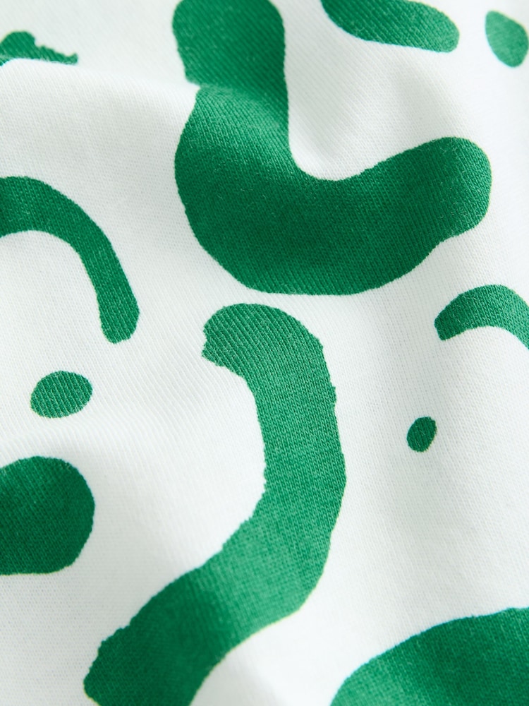 White/Green Happy Faces Short Sleeve All-Over Print T-Shirt (3mths-7yrs) - Image 4 of 4