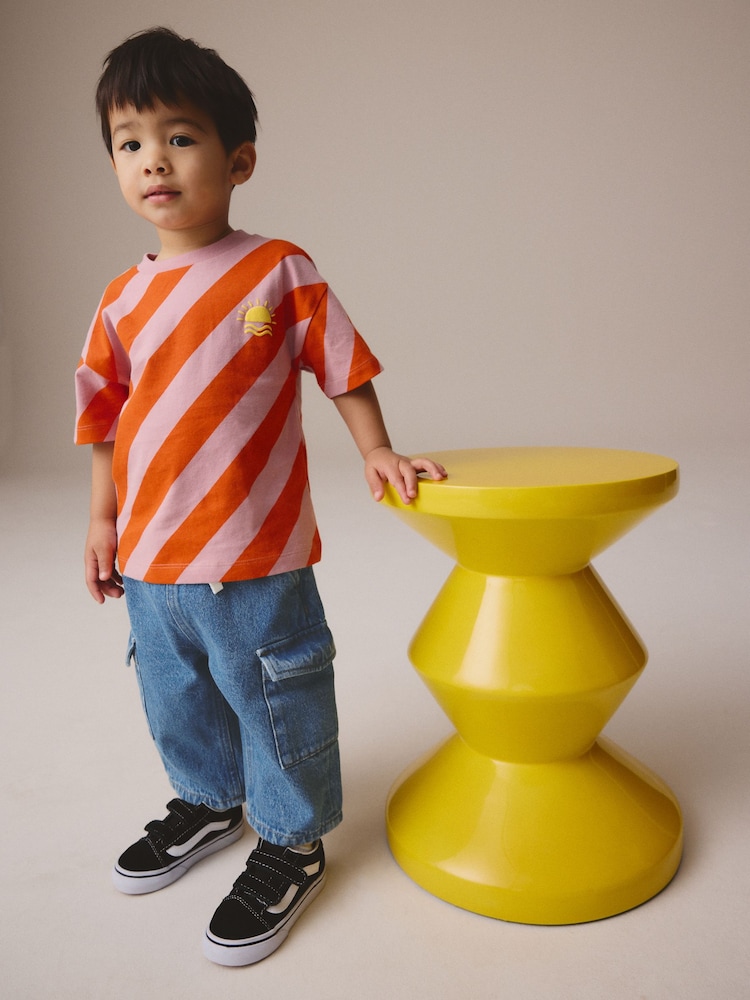 Red/Pink Short Sleeve Stripe T-Shirt (3mths-7yrs) - Image 3 of 8