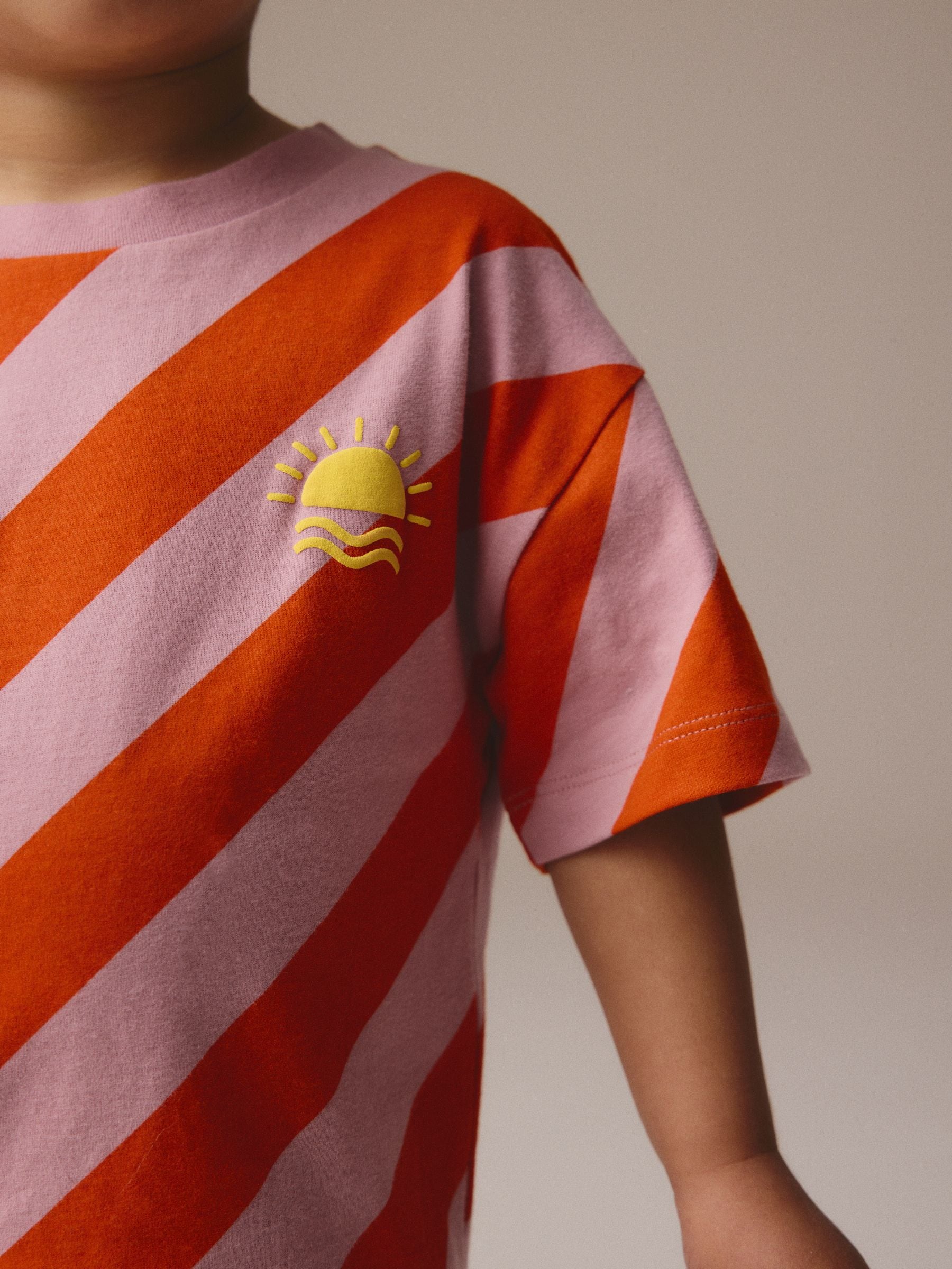 Buy Red/Pink Short Sleeve Stripe T-Shirt (3mths-7yrs) from Next