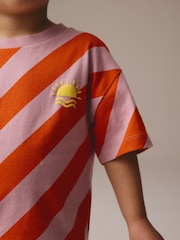 Red/Pink Short Sleeve Stripe T-Shirt (3mths-7yrs) - Image 4 of 8