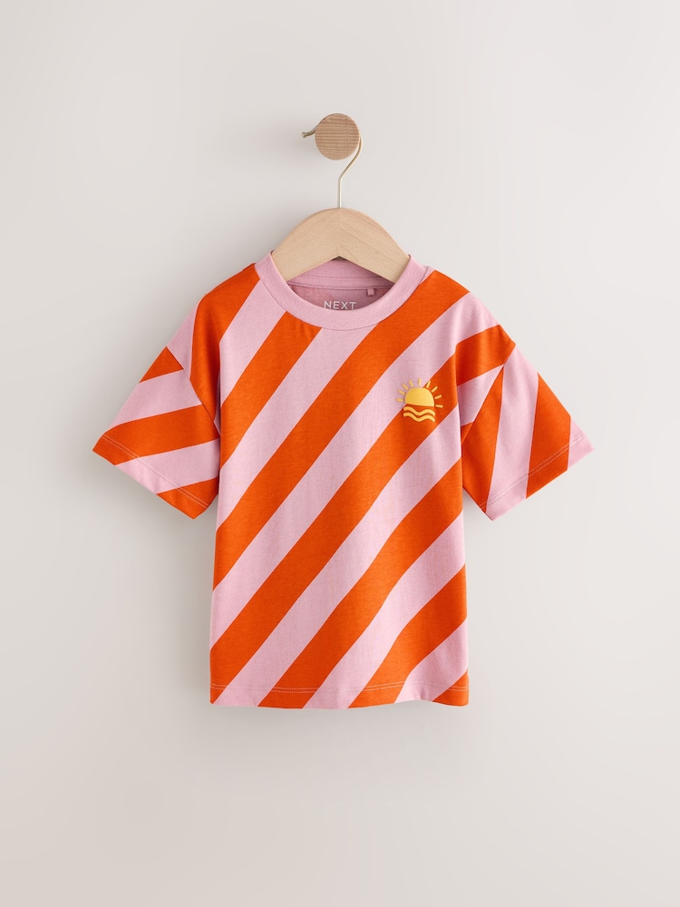 Red/Pink Short Sleeve Stripe T-Shirt (3mths-7yrs) - Image 5 of 8