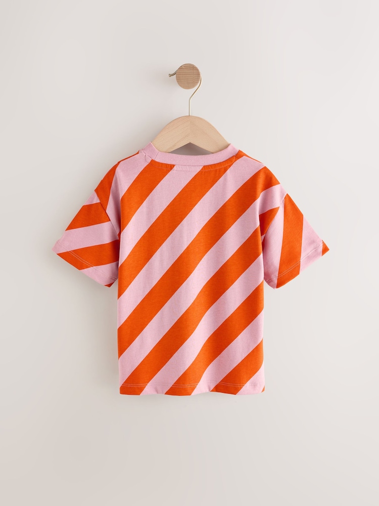 Red/Pink Short Sleeve Stripe T-Shirt (3mths-7yrs) - Image 6 of 8