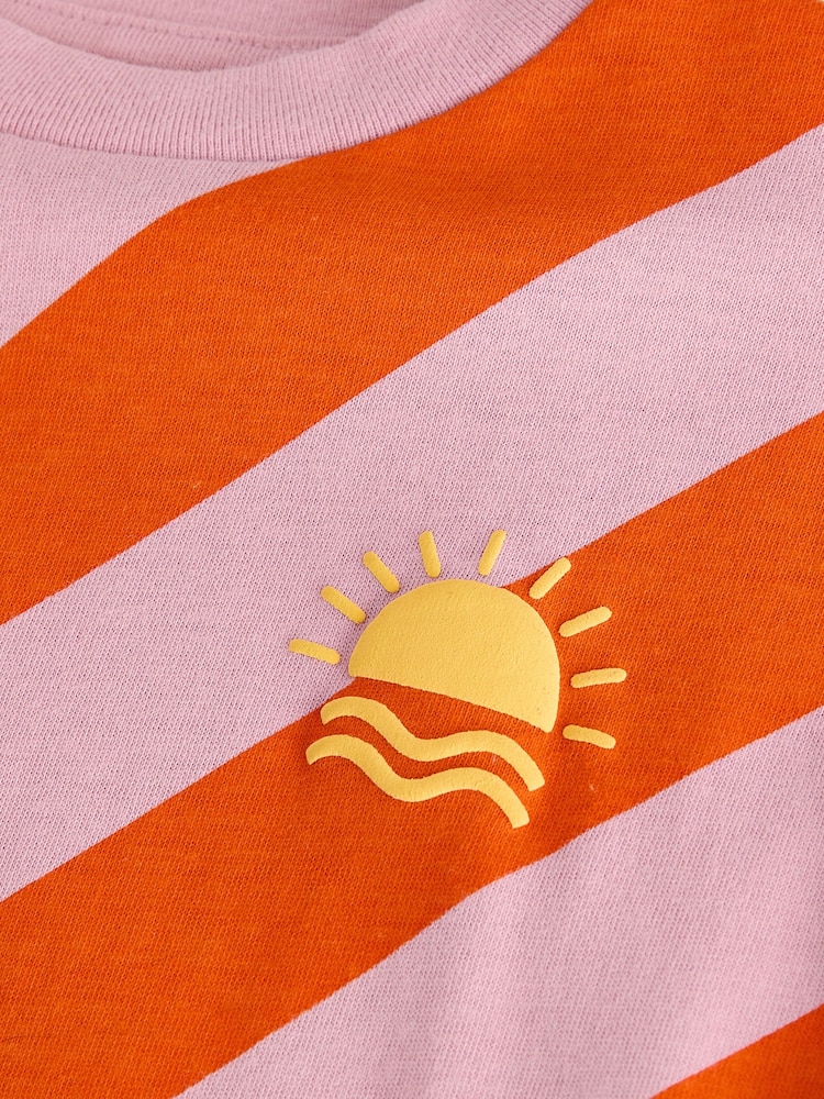 Red/Pink Short Sleeve Stripe T-Shirt (3mths-7yrs) - Image 7 of 8