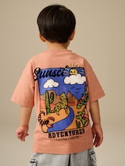 Rust Brown 100% Cotton Short Sleeve Back Print T-Shirt (3mths-7yrs) - Image 1 of 8