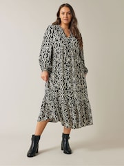 Evans Damask Print Black Dress - Image 1 of 5