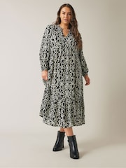 Evans Damask Print Black Dress - Image 2 of 5