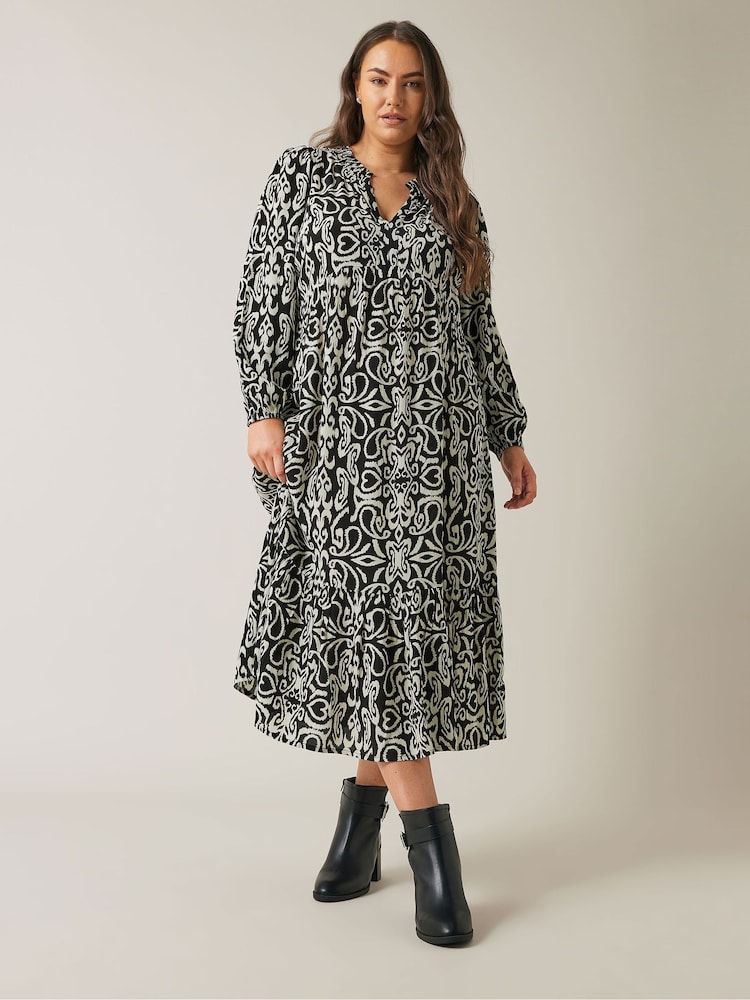Evans Damask Print Black Dress - Image 2 of 5