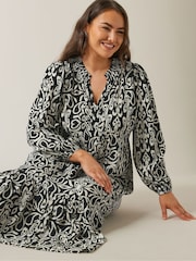 Evans Damask Print Black Dress - Image 4 of 5