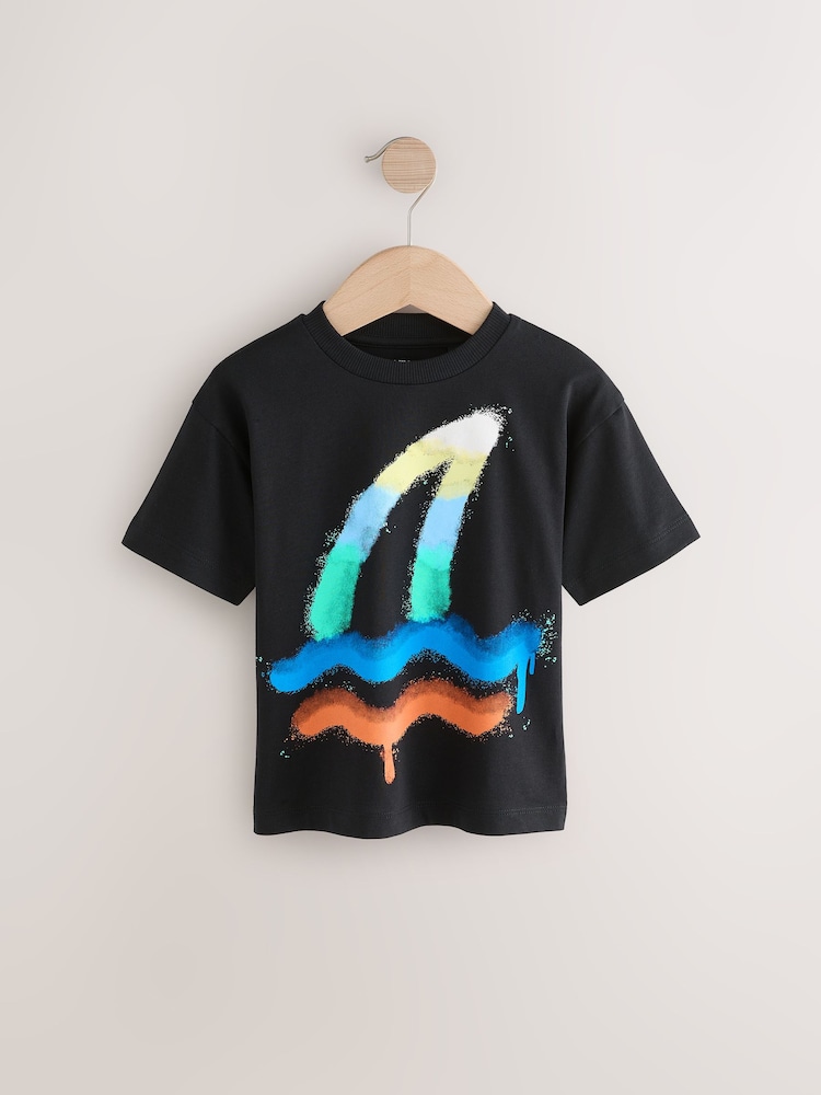 Black Shark 100% Cotton Short Sleeve Graphic Print T-Shirt (3mths-8yrs) - Image 1 of 4