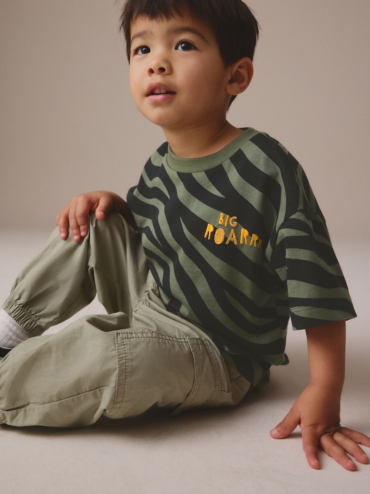 Khaki Green Animal Print Short Sleeve All-Over Print T-Shirt (3mths-7yrs) - Image 2 of 8
