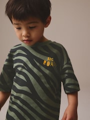 Khaki Green Animal Print Short Sleeve All-Over Print T-Shirt (3mths-7yrs) - Image 4 of 8