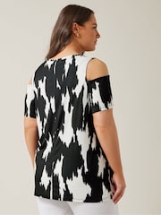 Evans Curve Abstract Print Cold Shoulder Top - Image 3 of 5