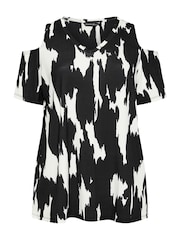 Evans Curve Abstract Print Cold Shoulder Top - Image 5 of 5