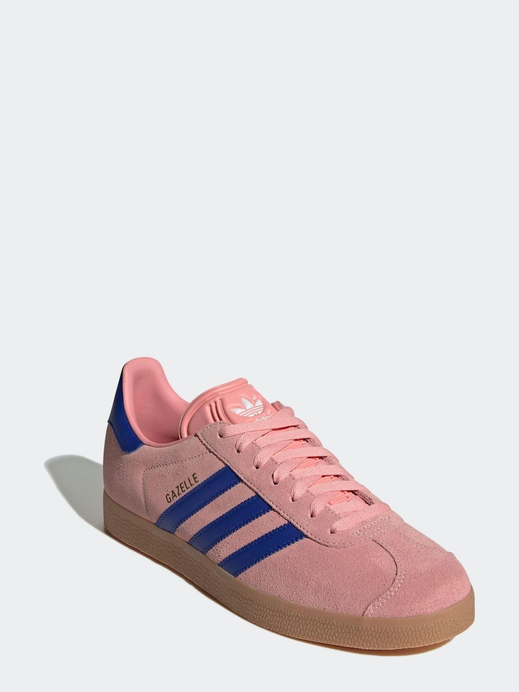 adidas Originals Pink/Blue Gazelle Trainers - Image 2 of 9
