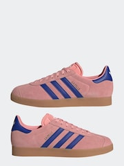 adidas Originals Pink/Blue Gazelle Trainers - Image 5 of 9