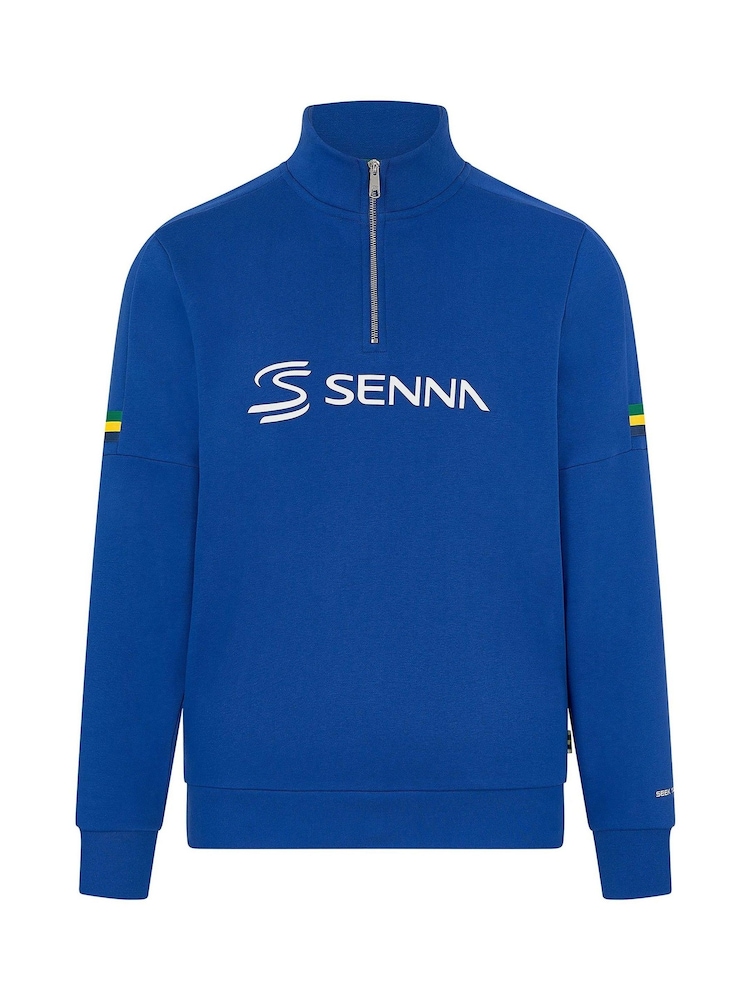 Fanatics Blue F1 Ayrton Senna Stripe 1/4 Zip Top - Image 2 of 3