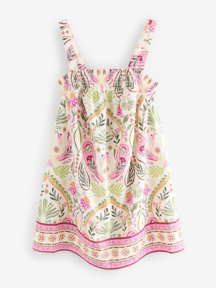 Pink Mini Summer 100% Cotton Dress - Image 6 of 8