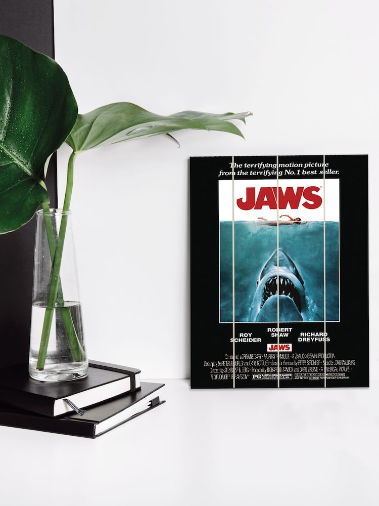 Pyramid International Blue Jaws One Sheet Wooden Wall Art - Image 1 of 2