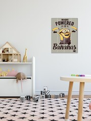 Pyramid International Grey Despicable Me Powered By Bananas Wooden Wall Art - Image 1 of 3