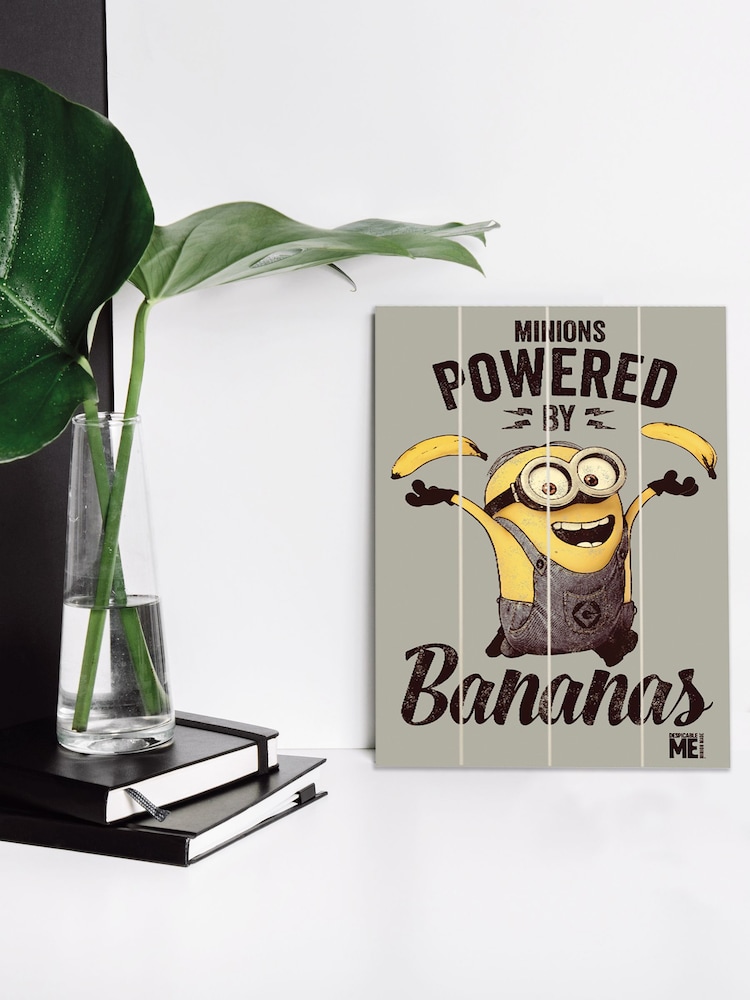 Pyramid International Grey Despicable Me Powered By Bananas Wooden Wall Art - Image 2 of 3
