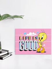 Pyramid International Pink Looney Tunes Life Is Good Wooden Wall Art - Image 2 of 3