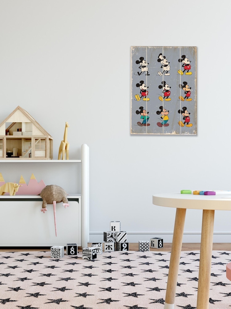 Pyramid International Grey Mickey Mouse Evolution Wooden Wall Art - Image 1 of 3