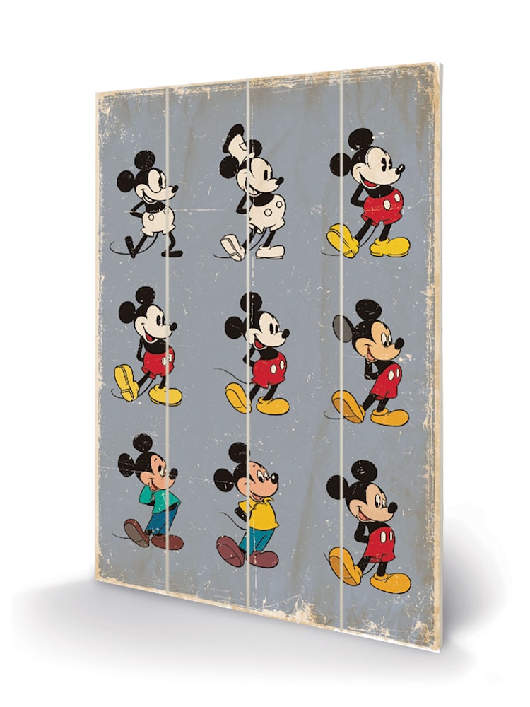 Pyramid International Grey Mickey Mouse Evolution Wooden Wall Art - Image 2 of 3