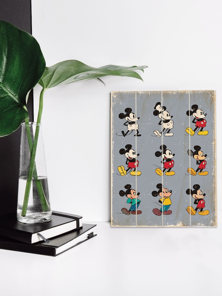 Pyramid International Grey Mickey Mouse Evolution Wooden Wall Art - Image 3 of 3