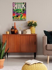 Pyramid International Green Hulk Battles Humans Wooden Wall Art - Image 1 of 3