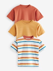 Orange Short Sleeve Textured T-Shirts 3 Pack (3mths-7yrs) - Image 1 of 8