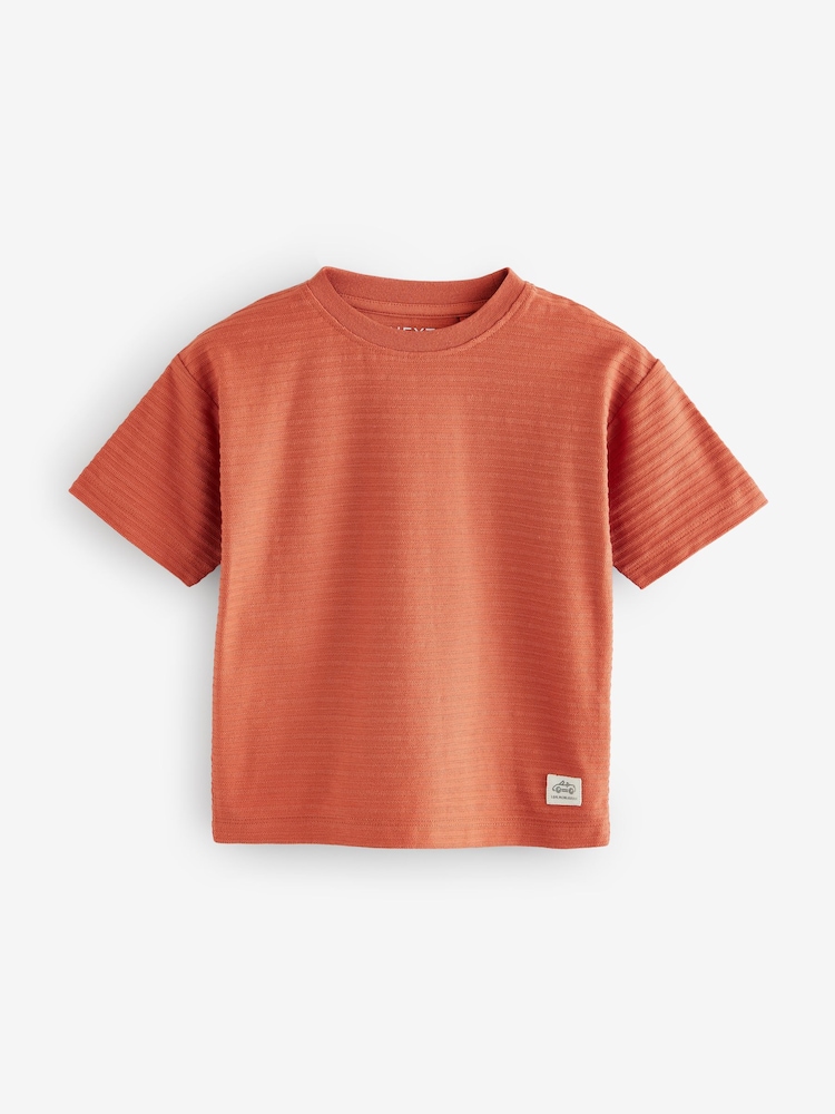 Orange Short Sleeve Textured T-Shirts 3 Pack (3mths-7yrs) - Image 4 of 8