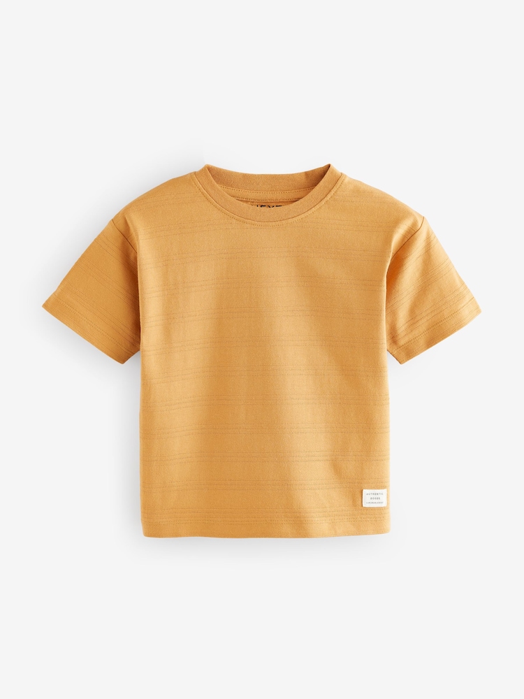 Orange Short Sleeve Textured T-Shirts 3 Pack (3mths-7yrs) - Image 5 of 8