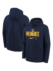 Fanatics Youth Blue MLB Milwaukee Brewers Club Fleece Club Stack Hoodie - Image 1 of 3