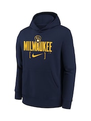 Fanatics Youth Blue MLB Milwaukee Brewers Club Fleece Club Stack Hoodie - Image 2 of 3
