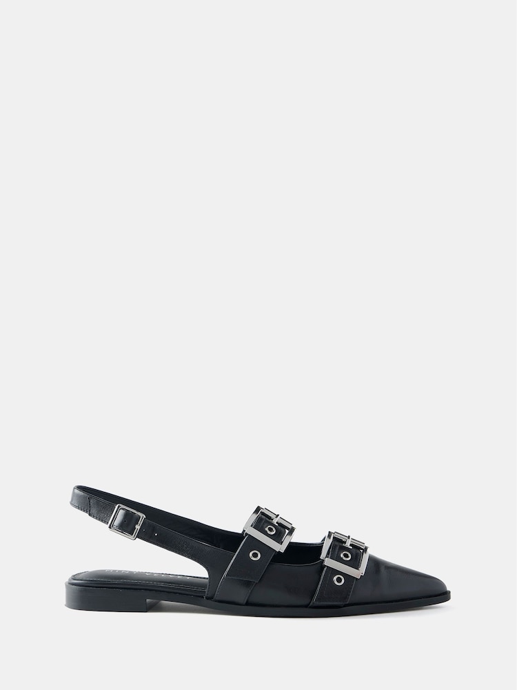 Mint Velvet Leather Buckled čevlji s plosko peto/brez pete čevlji - Slika 1 iz 4