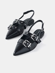 Mint Velvet Leather Buckled čevlji s plosko peto/brez pete čevlji - Slika 2 iz 4