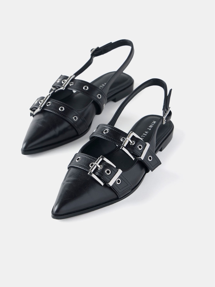 Mint Velvet Leather Buckled čevlji s plosko peto/brez pete čevlji - Slika 2 iz 4