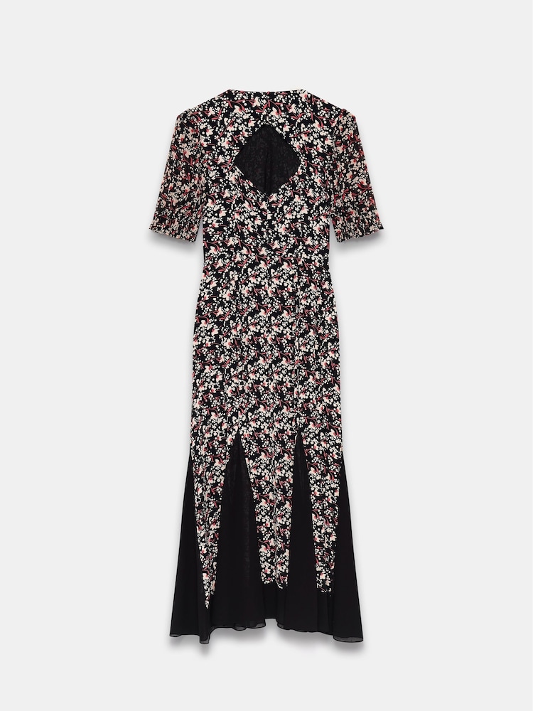 Mint Velvet Black Floral Print Godet Maxi Dress - Image 4 of 4