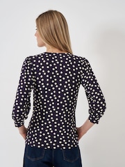 Синий - Crew Clothing Company 3/4 Sleeve Wrap Top - Изображение 2 из 5