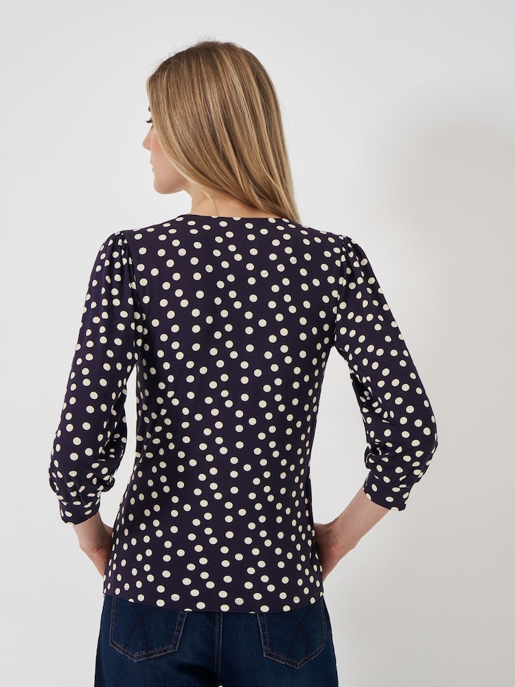 Синий - Crew Clothing Company 3/4 Sleeve Wrap Top - Изображение 2 из 5
